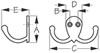 Sea-Dog Polished Brass and Chrome (over Brass) Double Coat Hook Diagram